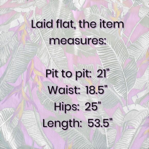 Land's End XL Sz 18 Maxi Dress V Neck Palm Leaves Pink Green Tropical Crossover - Picture 6 of 9